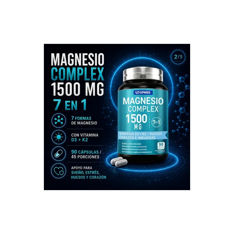 Magnesio 1500mg Complejo Tipos Cápsulas Sueño Estrés