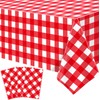 TJYJOY 4 Pack Red Buffalo Plaid Tablecloth Red and White