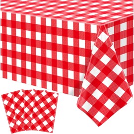TJYJOY 4 Pack Red Buffalo Plaid Tablecloth Red and White Checkered Table Covers Classical Red Rectangle Tablecloth Party Decorations for Picnic Barbecue Holiday and Birthday Party Supply 51 x 86 Inch