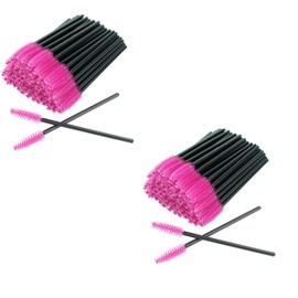 Mascara Wands Bulk Disposable Eyelash Eye Brow Brushes Applicator Spoolie Applicator Lash Extensions Makeup Black Silver Pink Red Tool Set (BLACK PINK, 200)
