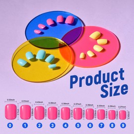 720PCS Press on Nails Short Square, TsMADDTs 24 Colors False Nails with Glue, 10 Size