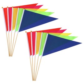 POPETPOP Bunting Flags, Pack of 10 Mini Hand Hold Flag, 21 x 30 cm Flags with Pole and Spear Tip for Dog Poo Marking Flags, Construction Site Flags, Lawn Flags