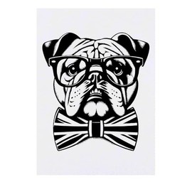 'Bulldog With Bow Tie' Temporary Tattoo - Water Resistant, Skin-Safe, Non-Toxic Transfer (TO00075431)