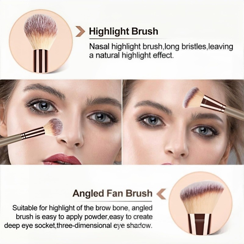 Double-Ended Foundation Makeup Brush, Blusher Brushes, Bronzer-Brush, Perfect for Blending
