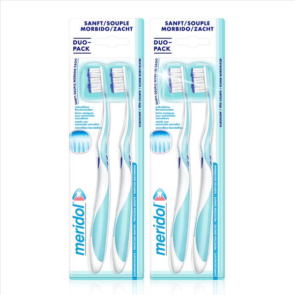 meridol Toothbrush Gum Protection Soft 4 Pieces - Manual Toothbrush for Gentle Cleaning of Teeth on the Gum Line