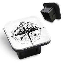 Tnomchey Compass Rubber Hitch Covers Vintage Nature Mountain Adventure Trees Nautical Trailer Hitch Cover Tube Plug Insert Cap Fit for 2" Receivers Car Exterior Accessories Tow Hitch Cover