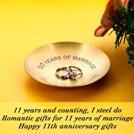 50th Anniversary Day Gifts for Couple Wedding Gifts for Wife Gold Anniversarys Day Gift for Women Men Gold Anniversaryy Decoration Valentine Jewelry Tray