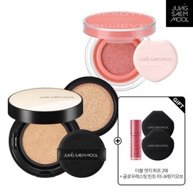 Jeong Sam Mul 에센셜 스킨 누더 쿠션 본품+리필) + 아티스트 쿠션 블러쉬 본품) + 매끈피부세트프라이머 파운데이션 앰 Essential Skin Nude Cushion (Main Product + Refill) + Artist Cushion Blush (Main Product) + Smooth Skin Set Primer Foundation Ampoule