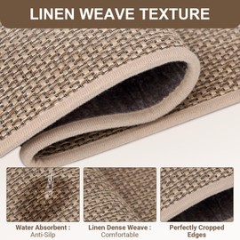 Linen Stair Treads for Wooden Steps, 15PCS Non Slip Stair Treads Indoor, Self Adhesive Backing Stair Carpet Treads, Peel and Stick Stair Runner, Staircase Step Treads for Elders, Kids, Pets (30x8 in)