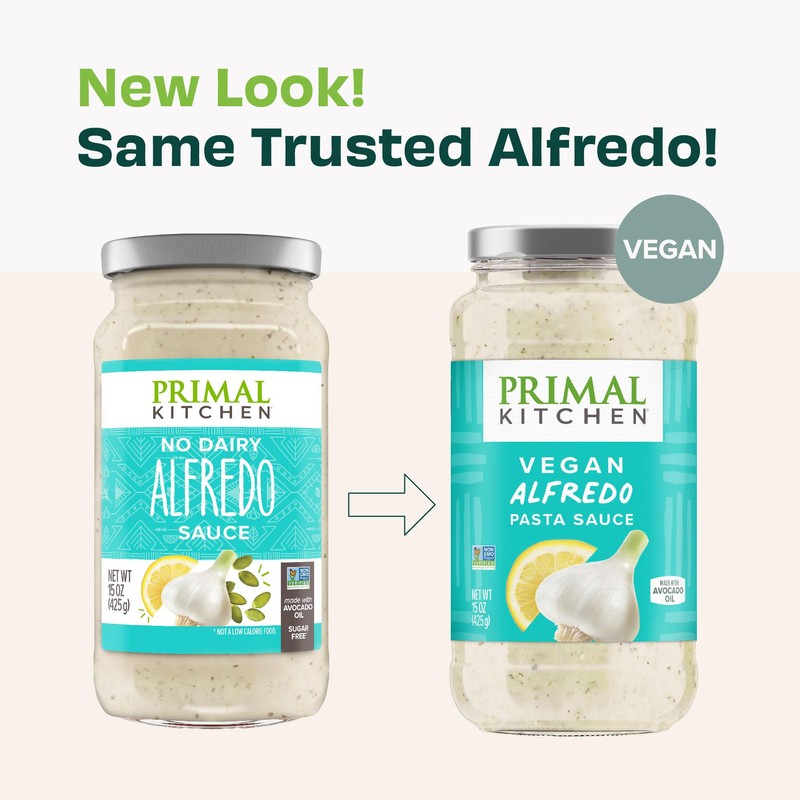 Primal Kitchen No-Dairy Alfredo Pasta Sauce 2-Pack, No Added Sugar,