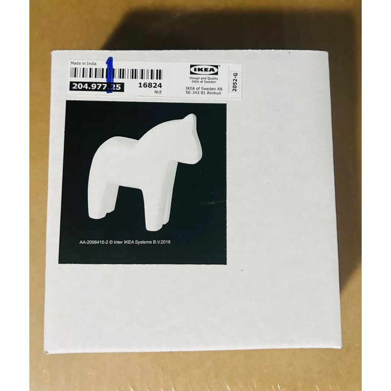 Ikea FINANSIELL Decoration Small Nordic Dala Horse, Wood White 5"