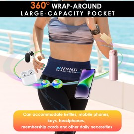 LURNODY Pack of 2 Running Bag Jogging, Highly Elastic Bum Bag Sport, Used for Transporting Mobile Phones, Keys, Water Bottles etc. During Sports (M,L), Black, Blue/Orange, Mode