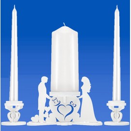 Unity Candle Table Holder for Bride and Groom Candle - Unity Candles for Wedding Ceremony Set of 3pcs - Wedding Unity Candle Set - Wedding Candles for Ceremony