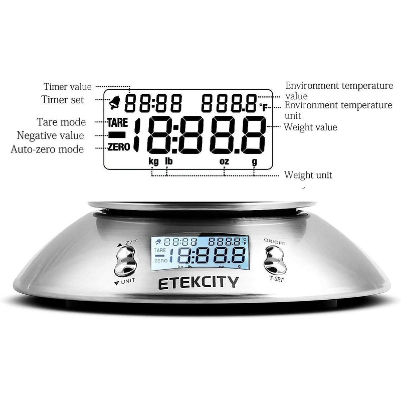 Etekcity Electronic Kitchen Scales with Stainless Steel Mixing Bowl, Timer