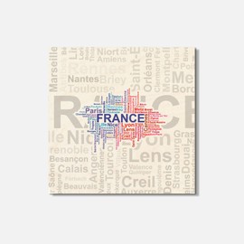 Unbranded France Word Cloud 4'' X 4'' Square Wooden Coaster