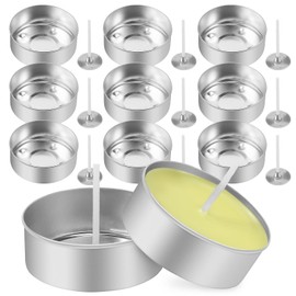 TEHAUX 150pcs Aluminum Tea Lights Cups, Metal Tea Light Tins Empty Candle Making Tea Light Containers Candles Case Tealight Candle Holders with 150pcs Candle Wicks for Candles Making Supplies
