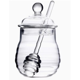 Honey Jar with Dipper and Lid Glass Heat Resistant l0 oz