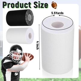 Jenaai 2 Rollos Vendaje de Cinta para Fútbol Cinta Deportiva Extra Ancha Cinta Deportiva Impermeable Cinta Ultra Adhesiva de Brazo Cinta Cinética para Deporte Atlético Protege Césped (Blanco y Negro)