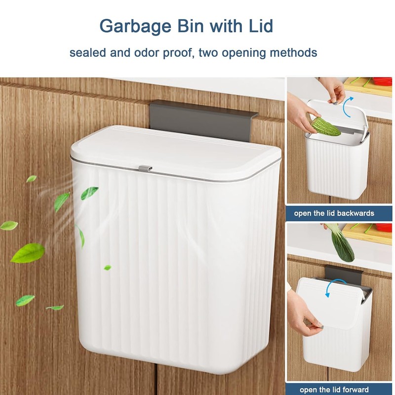 Wall Mounted Trash Bin Space Saving Hanging Garbage Can for