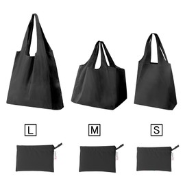 BIGHAS Eco Bag, Shopping Bag, Folding Bag, Convenience Store, Checkout, Wide Gusset, Handbag, Lightweight, Deep, Compact, Black, Durable, Men's, Women's, Black