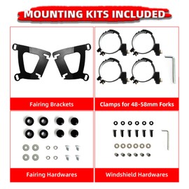 FATECIM Motorcycle Headlight Fairing Cover with 15" Smoke Windshield Windscreen & 48-58mm Mounting Kits For Harley Softail Fat Bob FXFB FXFBS 2018 2019 2020 2021 2022