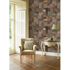 PODUFF Modern Rustic Wood Peel and Stick Wallpaper – Industrial Faux Wood Wallpaper for Accent Walls, Farmhouse & Cabin Decor | Self-Adhesive Vinyl, 17.7" x 236"