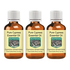 Devprayag Pure Cypress Essential Oil (Cupressus sempervirens) Natural Therapeutic Grade Steam Distilled (Pack of Three) 100ml X 3 (10 oz)
