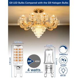 G9 LED Bulb Dimmable 2700K Soft Warm White 6 Pack, T4 G9 4W Replacement for 40 Watts Halogen, Bi Pin G9 Base, 120V 400 Lumen 360°Beam Angle, G9 Light Bulbs for Chandelier
