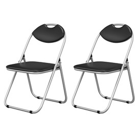 LUARANE Folding Chairs, 2 Pack Metal Dining Chairs with Padded Cushion and Back, Portable Party Chairs with Carrying Handle, Commercial Seat for Indoor Outdoor Wedding Home Office, Black (Set of 2)