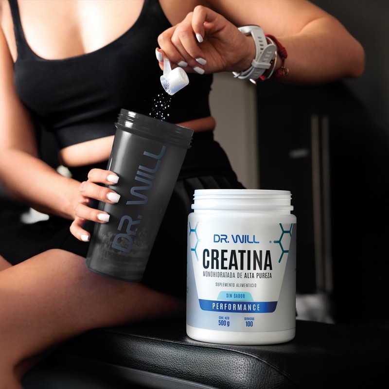 Dr Will Creatina Monohidratada, Suplemento Alimenticio sin Sabor, 500g, 100