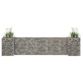 vidaXL H-Shaped Gabion Planter Steel Wire 223.6"x15.7"x23.6"