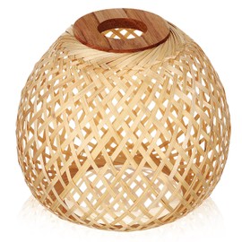 HOLIDYOYO Rattan Lamp Shade, Bamboo Light Cover, Modern Bamboo Lattice Design Ceiling Pendant, Bedroom Light Shades Replacement, Wicker Handmade Lampshade for Home Office