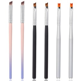 Xindojuz 6 PCS French Tip Brush for Nails, Ombre Nail Brush Set Oblique Head and Half Moon Shape French Manicure Brushes with Wood Handle for Nails Tips UV Gel Acrylic Painting Drawing Pen