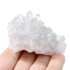 GUJOXILA Clear Quartz Crystal Cluster Geode Raw Rock Stone Nature Clear Quartz Ornament Reiki Positive Protection Spiritual Meditation Divination Gifts 60-80g 1pcs