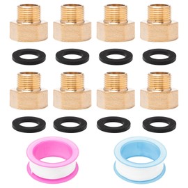 Neikafan 1/2 Inch Female to 3/8 Male bsp Reducer 8 Pcs 1/2 Female to 3/8 Male Adapter Plumbing, Connector 1/2 Female to 3/8 Male for Pipe Connecting Conversion with Assembly Accessories