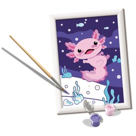 Ravensburger CreArt: Axolotl – Dipingere con i Numeri per Bambini 7+ Anni, Kit Pittura con Tavole, Cornice, Pennello e Colori Inclusi, 14 x 19 cm, Idee Regalo