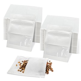 100 Pack Small Seed Packet Envelope with Clear Window,3.5x2.7 In White Kraft Paper Seed Packets Envelopes Resealable Seed Saving Envelopes,for Garden Flower Vegetable Plants Seed Storage Organizer