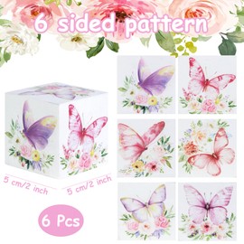 Diartpaint 6 Pcs Nursery Decor Blocks, Wooden Nursery Decor for Girls, Baby Girl Wooden Shelf Decor Bedroom Playroom Decor for girls Birthday Baby Shower Table Decorations Gifts (Flower and Butterfly)