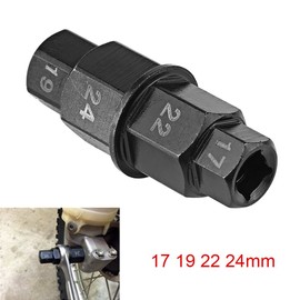 ZESTEFY Motorcycle Spindle Driver & Removal Tool - 17/19/22/24mm Hex Axle Socket Adapter for all Types of Motorcycles (High-Strength Steel, 3/8" Drive)