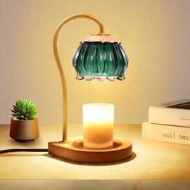 CABRHEART Candle Warmer Lamp with Timer, Dimmable Electric Candle Warmer Melter, Small & Large Jar Fragrance Candle Holders for Home Decoration Gift, Golden-Green