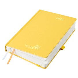 POPRUN Calendar 2026 Daily Planner 21.5 x 14.5 cm, Daily Calendar A5 1 Day 1 Page (Monday - Sunday), Diary (Jan.2026-Dec.2026) with Hard Cover, Pen Loop - Light Yellow