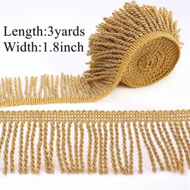 Bullion Fringe Trim Gold Fringe Trim 3 Yards Glitter Fringe Tassel Trim Chainette Sewing Lace Trim for DIY Crafts Clothes Home Decoration