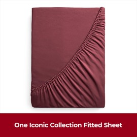Mellanni Double Fitted Sheet - All Around Elastic - 30 Cm Deep - Ultra Soft Brushed Microfiber, Shrinkage & Fade Resistant - (135x190 cm, Burgundy)