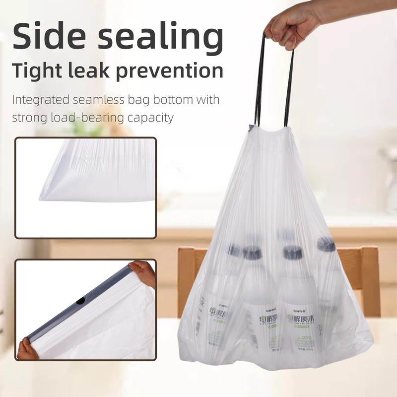 4 Gallon Trash Bags, 40 Count Drawstring Garbage bags, Thickened