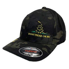Don't Tread On Me Gadsden Hat Cap Flexfit (L/XL, Black Multicam)