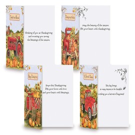 Thanksgiving Trucking Cards - Set of 8, Themed Holiday Card Variety Pack, Assortment of 4 Unique Designs, Large 5 x 7 Inch Size, Envelopes Included