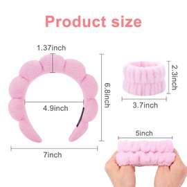 TopBine Skincare Headband，Spa Headband for Women Makeup Headband for Washing Face, Makeup, Skincare, Shower Bubble Headband (Pink)