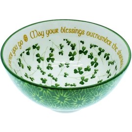 Royal Tara Irish Ceramic Blessing Bowls Set of 2 Shamrock Celtic Knotwork Kitchenware Gift Serving Soups Stews Salads Bone China Mixing Bowl for Kitchen (Shamrock-May your blessing outnumber)