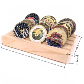 Military Challenge Coins Display Holder Solid Wood 4 Row Coin Holder Rack