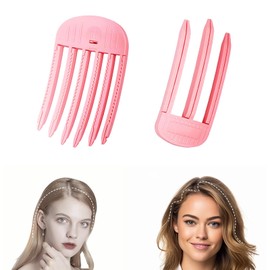 2Pcs Hair Volumizer Clip for Fluffy Bangs, Quick High Crown Volume Tool, 3/6 Teeth No Crease Hair Clips for Men and Women, Wind Shaping Styling Comb for Natural Fluffy Bangs (Pink)